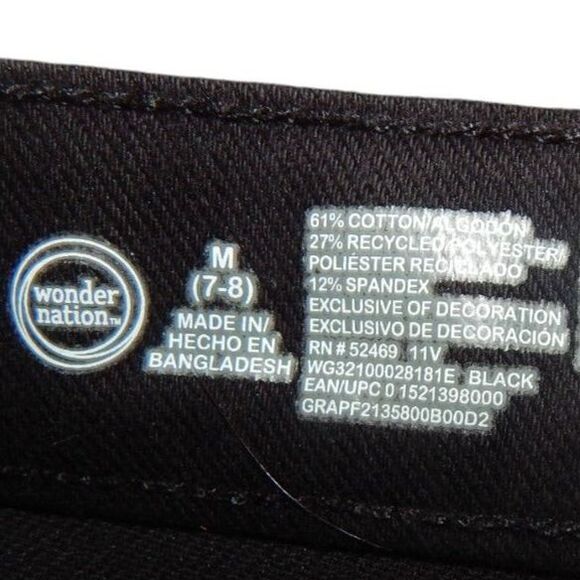 WONDER NATION girls medium 7/8 solid black jeggings with adjustable tabs - Picture 2 of 4